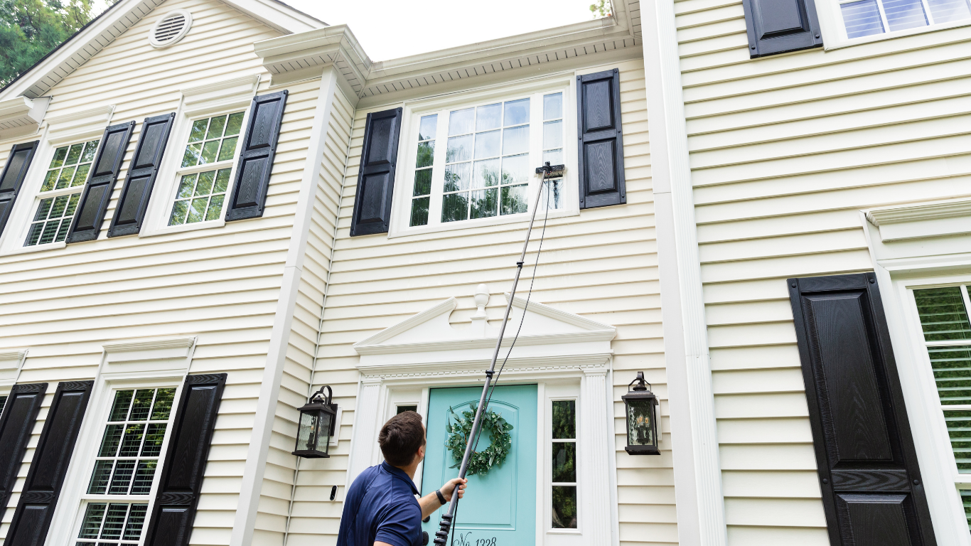 Window Hero professional cleaning second story window